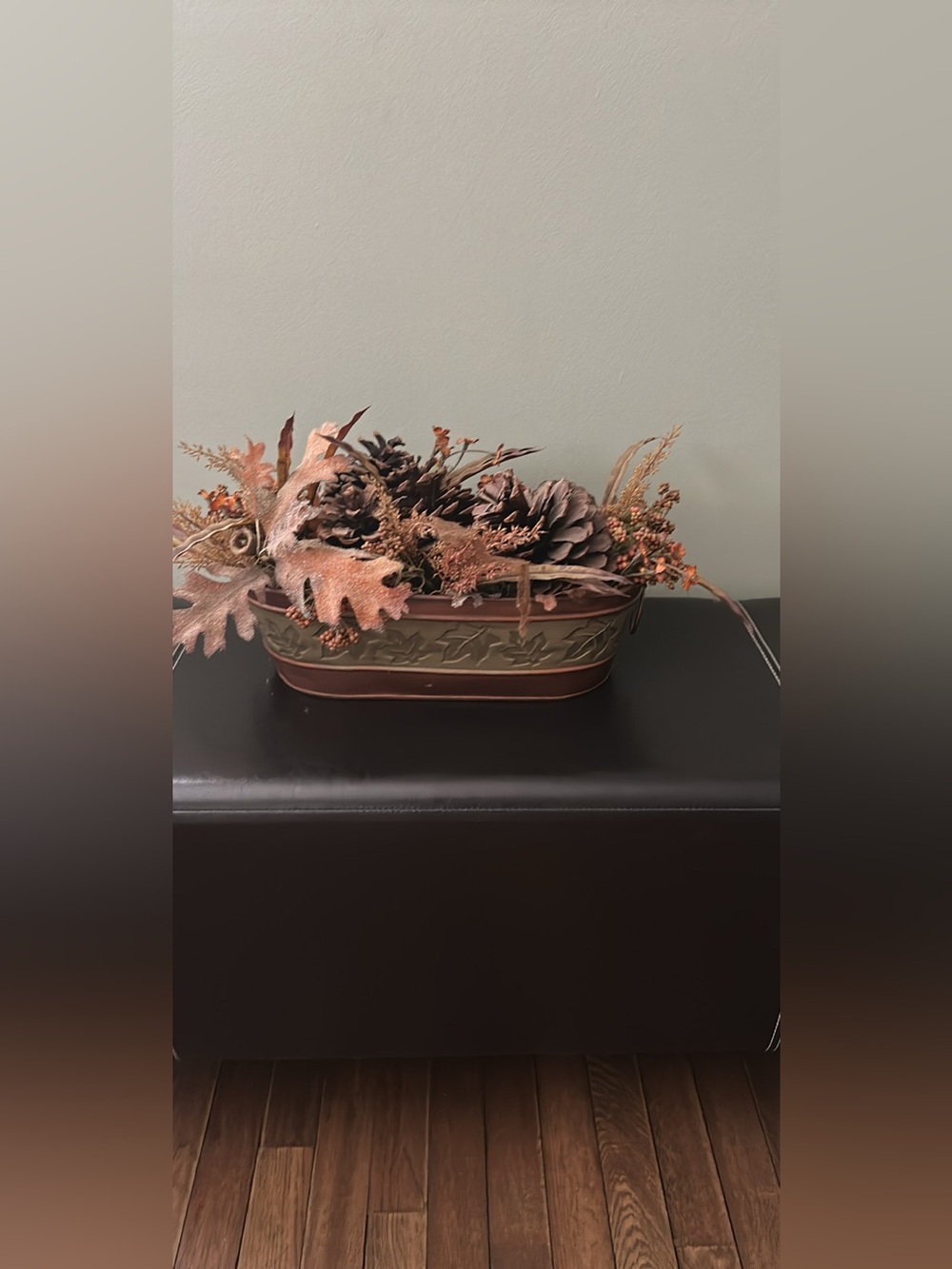 Autumn Pinecone and Foliage Centerpiece - Copper and Brown